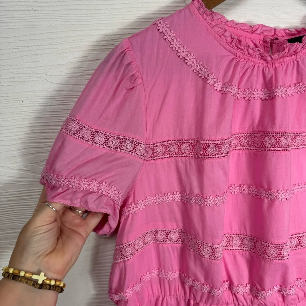 J. Crew Pink Blouse with Embroidered‎ Details eyelit flirty